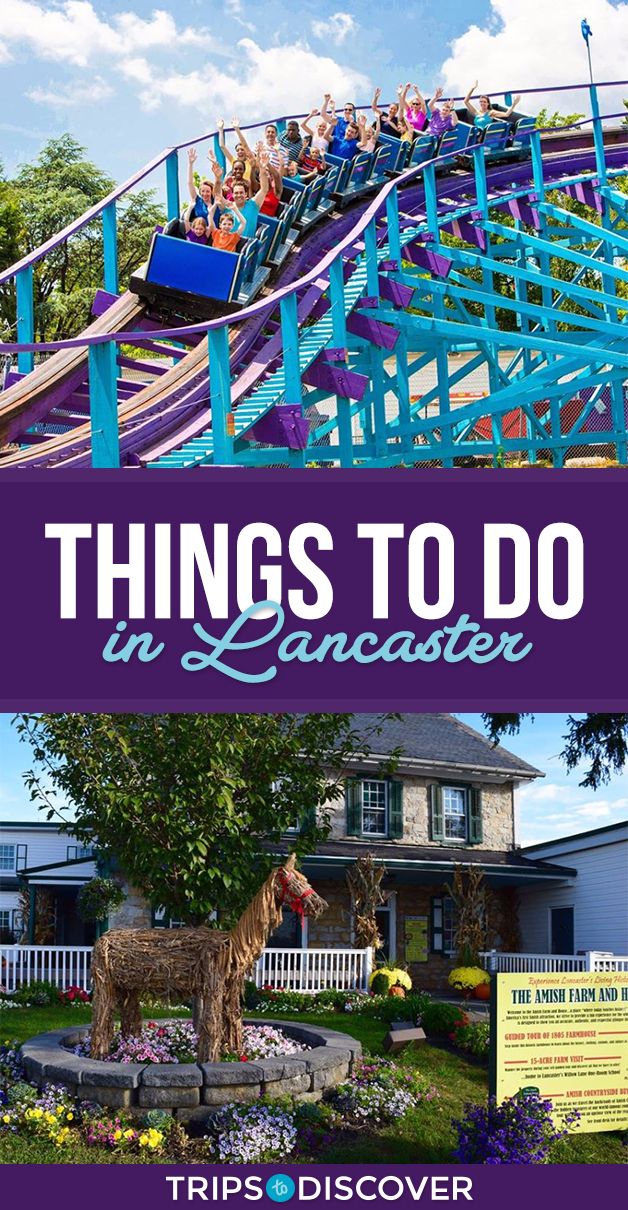 an amusement park with the words things to do in lancaster on it's side