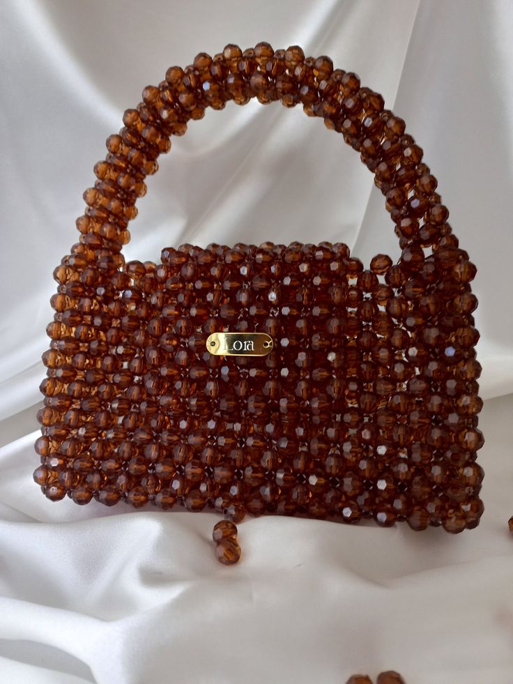 Crystal bead bag, LUXURY bead bag, Women Bead bag, Bead Bag, bag Bead bag,Crystal Bead Bag,back shoulders bag, Women handbags LORA Luxury Brown Evening Bag As Gift, Brown Handheld Evening Bag As Gift, Handmade Brown Evening Bag For Party, Elegant Brown Evening Bag With Chain Strap, Brown Top Handle Evening Bag For Party, Brown Handheld Bags For Evening, Chic Brown Evening Bag For Gift, Chic Brown Evening Bag As Gift, Evening Brown Shoulder Bag With Chain Strap