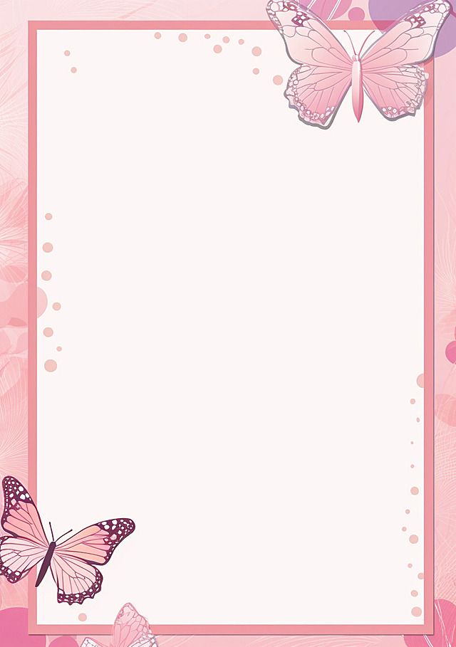 a pink frame with two butterflies on it and flowers around the edges, as well as an empty space for text