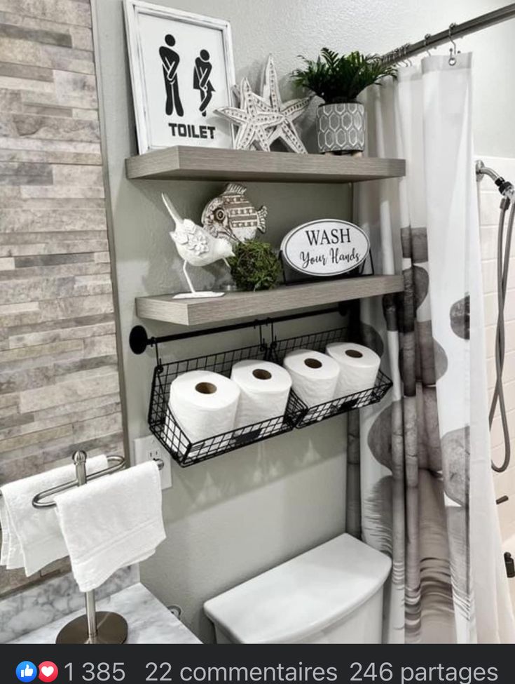 the bathroom is clean and ready to be used as a place for toilet paper storage