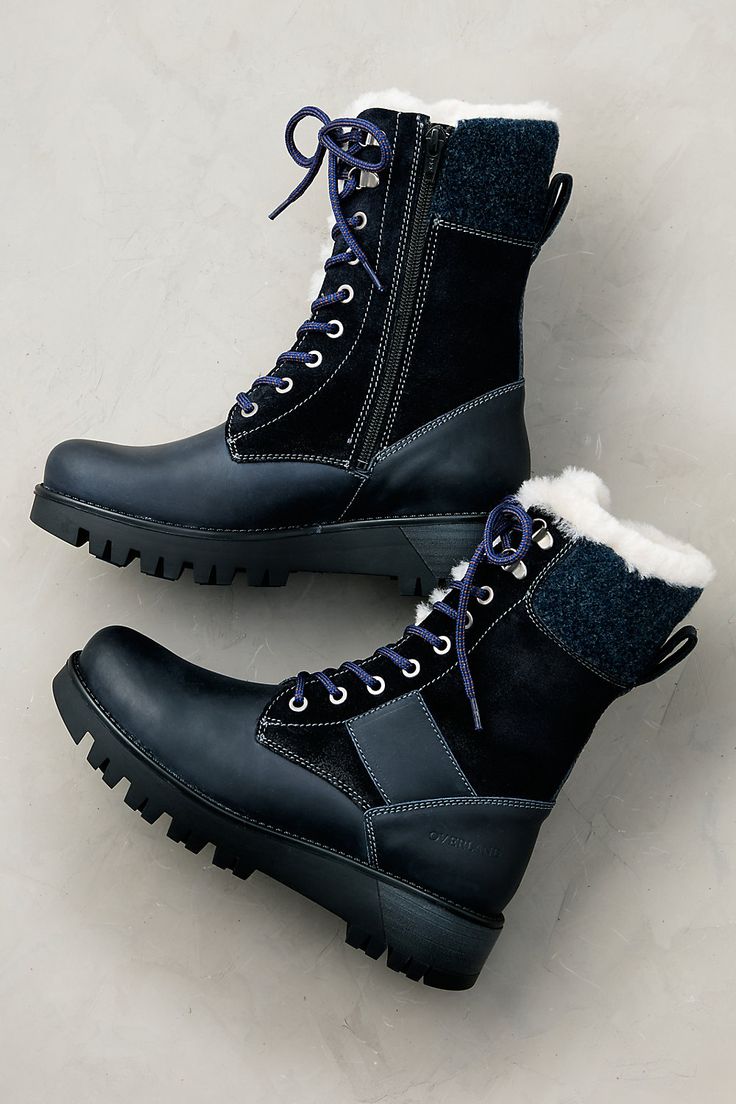 Trek through the snow with confidence in the Kai boots, crafted with care to protect you from winter's chill. Made from full-grain cowhide, suede, and boiled wool—with plush genuine shearling and wool lining—these water-resistant boots are built for durability, breathability, and insulation in temps as low as -25° F. In addition to front laces with eyelets and D-rings, they offer rear pull-tabs and inner zippers for easy wear. Supportive thermal rubber wedge soles feature non-slip ice-gripper inserts for when you want extra traction. Winter Boots Outfits Casual, Winter Boots Aesthetic, Boots Outfits Winter, Trendy Winter Boots, Boots Aesthetic, Casual Winter Boots, Women Winter Boots, Wool Boots, Business Travel Bag