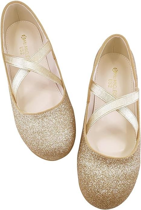 Amazon.com | Mei MACLEOD Girls Flat Ballet Shoes Mary Jane Shoes, Glitter Princess Wedding Shoes Party Dress Shoes Ballerinas for Little/Big Kid Gold | Flats Prince Shoes, Halloween Costume Shoes, Dreamscape Architecture, Concert Attire, Sparkly Flats, Shoes Glitter, Mary Jane Shoes Flat, Gold Ballet Flats, Flower Girl Shoes