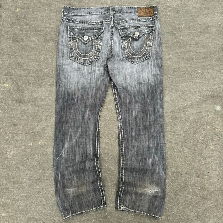 RARE BAGGY Y2K TRUE RELIGION RICKY SUPER T GREY DENIM JEANS True Religion Jeans Men, Grey Denim Jeans, Men's Bottoms, True Religion Men, Baggy Y2k, True Religion Jeans, Grey Denim, Baggy Jeans, True Religion