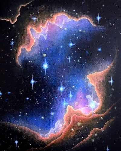 an abstract painting of stars in the night sky