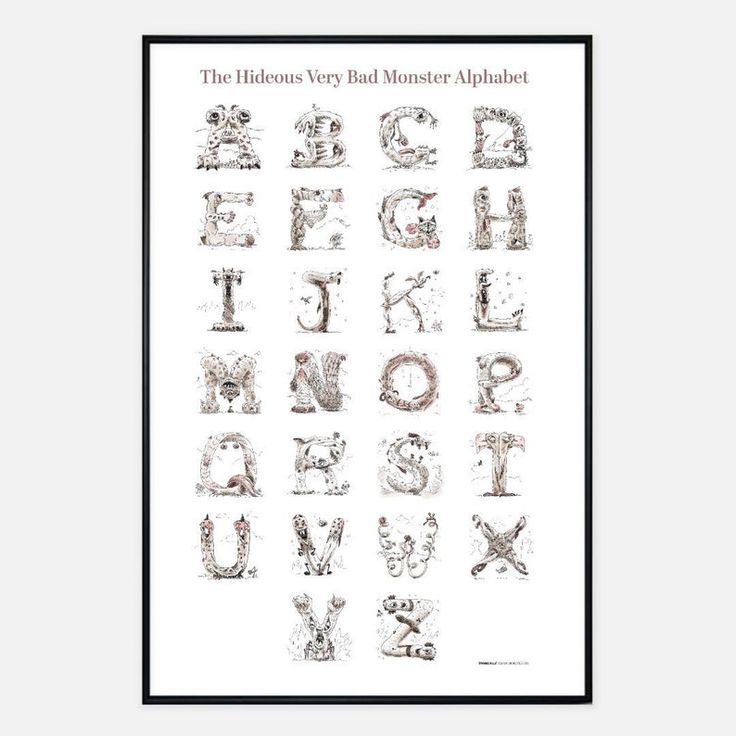 the alphabet is made up of letters in different styles and sizes, including one for each letter