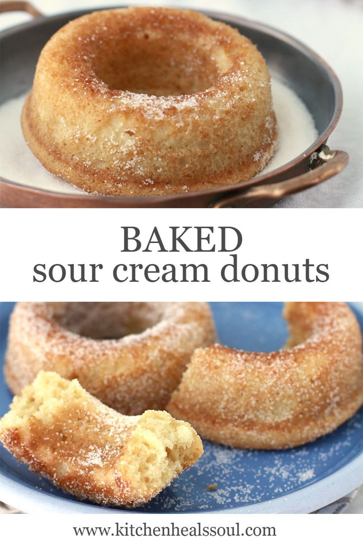 how to make baked donuts on a plate with the words, how to make baked donuts