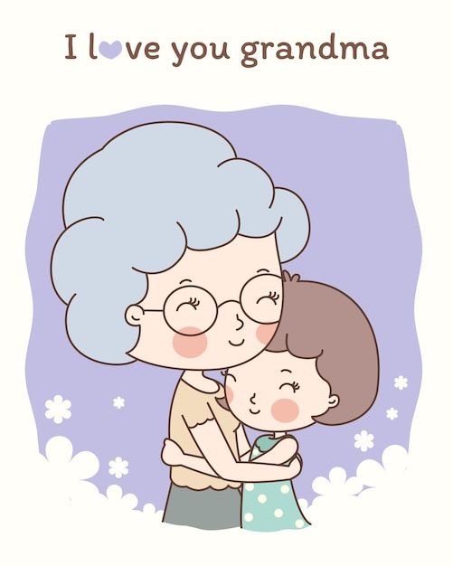 an old woman hugging her granddaughter with the words i love you grandma