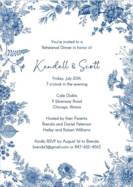 Blue Botanical Border Invitations.#WeddingInvitations #WeddingStationery #Invitation #WeddingPlanning #CustomInvitations Blue And White Bridal Shower Invitations, Blue And White Invitations, Blue Flower Invitation, Blue Invitation Template, Blue And White Wedding Invitations, Blue Floral Invitation, Wedding Invitations Blue, Blue Floral Border, Invites Design