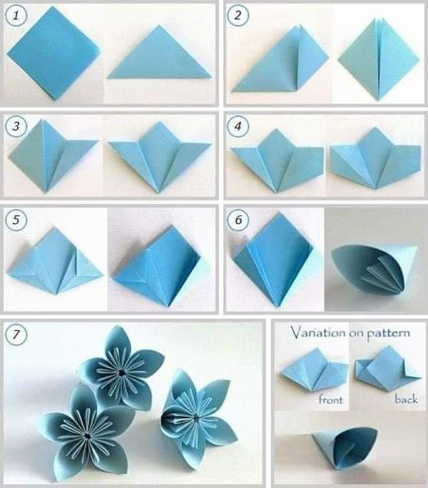 step by step instructions to make origami flowers