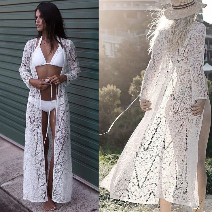 FREE SHIPPING Women Boho Beach Bikini Maxi Cover Up Lace JKP1829 White Open Front Swimwear For Beach Cover-up, Long Beachwear Swimwear As Beach Cover-up, Lightweight Long Sleeve Beachwear Cover-up, Bohemian Lightweight Cover-up For Beach Party, Open Front Summer Beach Dress Cover-up, White Open Front Swimwear For Beach Season, Casual Hollow Out Beach Dress For Summer, Long Sleeve Beachwear Cover-up, Long White Cover-up For Vacation