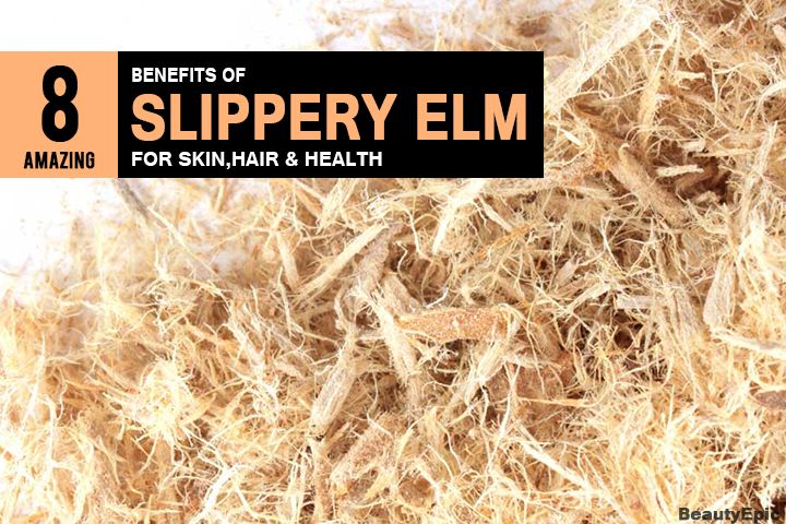 a pile of hay with the words 8 benefits of slippery elm for skin hair and health