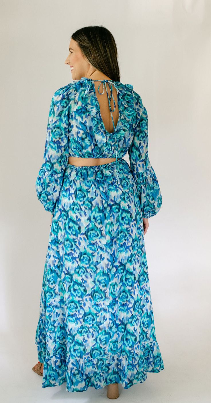 How fun is our Allison Everly Maxi Dress in Floral Haze?! This dress is so pretty and we love the details on it. This dress is sure to make you stand out at any special occasion you have this summer! Fits true to size, Caroline is wearing a size small. She is 5'7 and a size 4 Machine wash on cold Blue V-neck Dress For Summer Parties, Blue Maxi Dress For Spring And Summer Parties, Blue Maxi Dress For Spring Summer Parties, Blue Summer Dresses For Parties, Blue Floral Print Maxi Dress For Summer Parties, Spring Maxi Length Dresses For Summer Parties, Maxi Length Dresses For Summer Parties In Spring, Breezy Maxi Dress For Spring And Summer Parties, Breezy Blue Dress With Tie Back