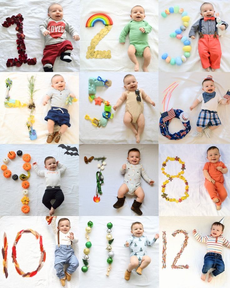 a collage of babies laying on top of each other with the numbers written in them