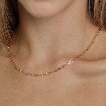 Aspen | 14K Gold filled Paperclip Necklace Modern Gold Necklace With Paperclip Chain, Minimalist Paperclip Chain Necklace For Formal Occasions, Modern Paperclip Chain Jewelry, Minimalist Yellow Gold Paperclip Necklace, Minimalist Gold Paperclip Chain Necklace, Minimalist Yellow Gold Paperclip Chain Necklace, Elegant 14k Gold Filled Chain Link Necklace, Timeless Everyday Paperclip Necklace, Elegant Cable Chain Necklace With Paperclip Shape