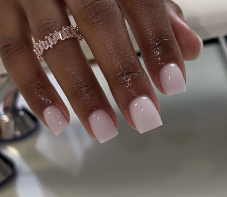 Overlay Nails, Milky Nails, Short Square Nails, Work Nails, Short Square Acrylic Nails, Acrylic Nails Designs, Her Nails, Acrylic Nails Coffin Short, Natural Therapy