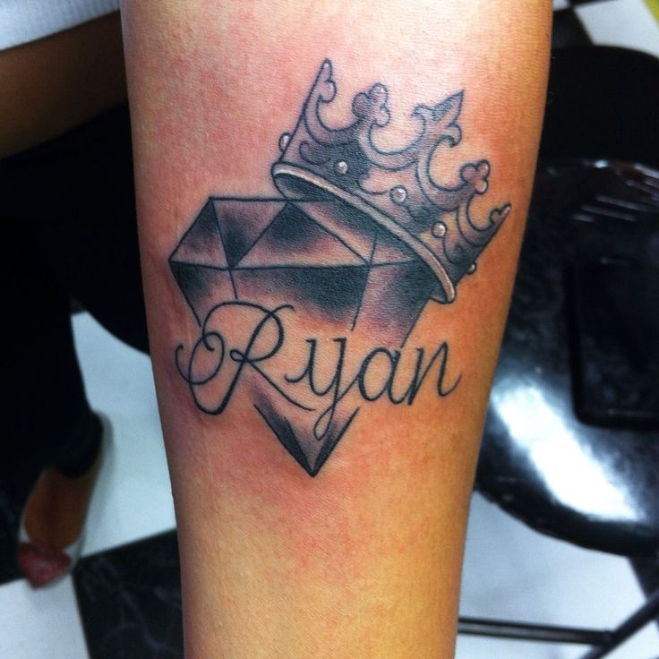 a black and white photo of a tattoo with the word ryan on it