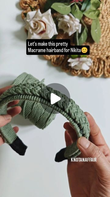 someone is holding an object in their hand with the caption, let's make this pretty macrame hairband for niks