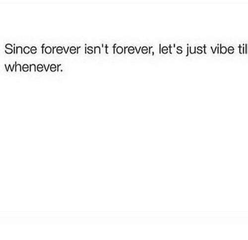 the text reads, since forever isn't forever, let's just vibe it out