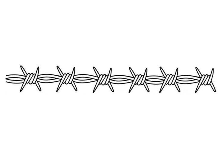 a black and white line drawing of barbed wire