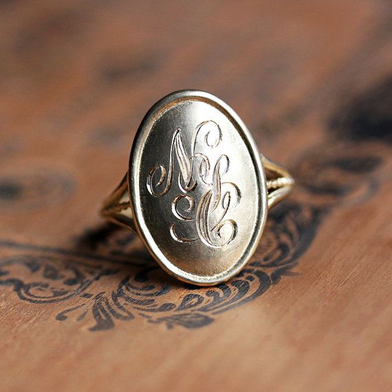 14k gold monogram ring, gold initial ring, personalized monogram ring, engraved name ring, personalized gift, nyc ring, ready to ship sz 8 Monogram Ring Gold, Silver Initial Ring, Gold Initial Ring, Silver Monogram, Handmade Engagement Rings, Engraved Ring, Monogram Ring, Gold Monogram, Initial Ring