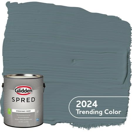 Glidden Spred is a multi-purpose interior latex paint + primer. This low odor/zero VOC* paint provides good hiding and is scrubbable and washable to withstand repeated cleanings. Ideal for use on properly prepared interior walls, ceilings, or trim composed of new or previous ly painted drywall, plaster, masonry, wood and metal. *Colorants added to this base paint may increase VOC level significantly depending on color choices. Size: 1 gal.  Color: Gray. House Paint Outside, Walmart Paint Colors, Walmart Paint, Painting Vinyl Siding, Dark Granite, Interior Wall Paint, Liquid Paint, Purple Paint, Painting Quotes