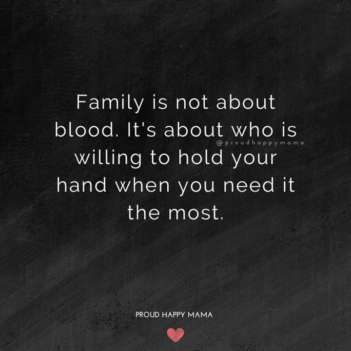 a black and white photo with the quote family is not about blood it's about who is