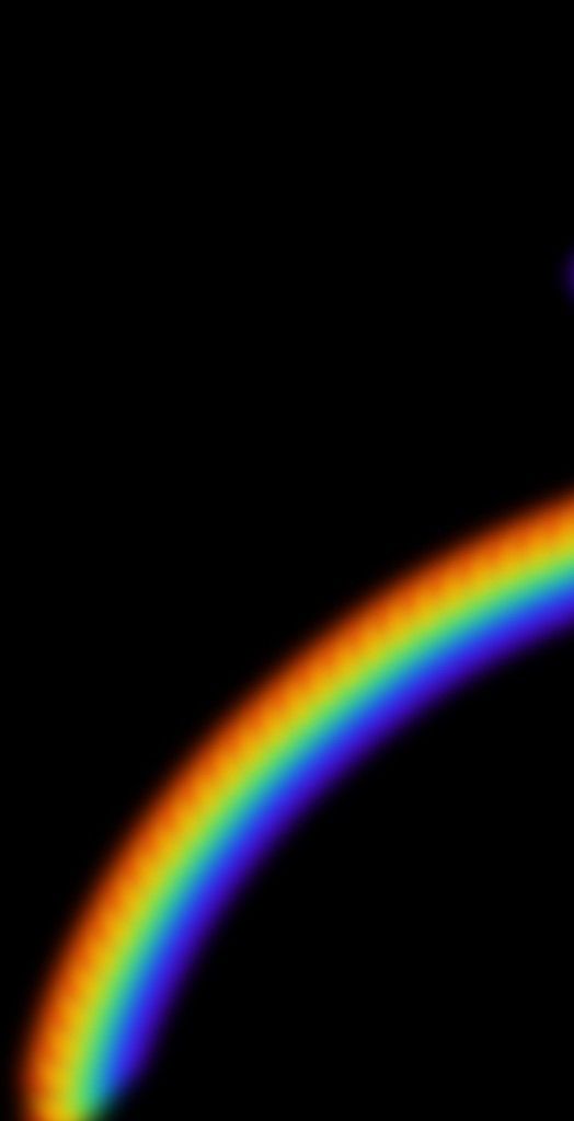 an image of a rainbow in the dark sky with a plane flying by on it's side