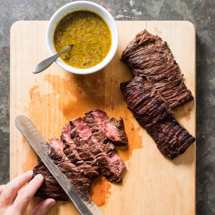 Grilled Mojo-Marinated Skirt Steak | America's Test Kitchen America Test Kitchen, Marinated Skirt Steak, American Test Kitchen, Grilled Skirt Steak, Test Kitchen Recipes, Cooks Country, America's Test Kitchen Recipes, Roasted Cherry, Food Beef