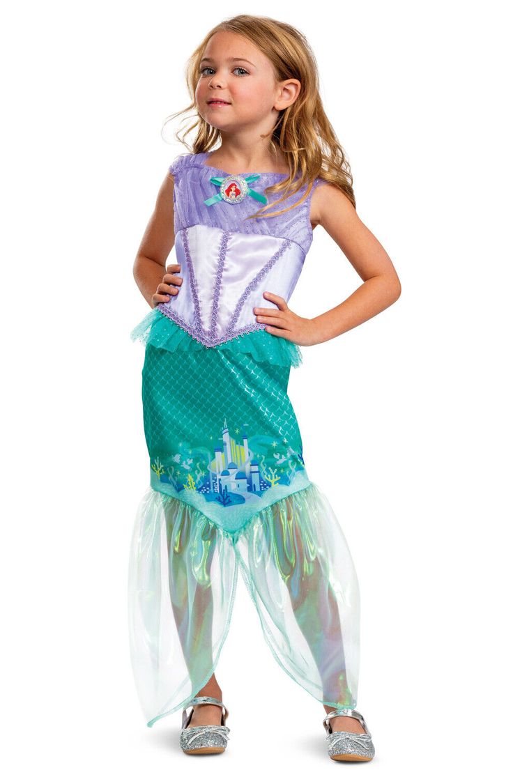 The Little Mermaid Costume Kids, Ariel Dress For Kids, Cookie Monster Costume Toddler, Mermaid Top Costume, Disney Ariel Costume, The Little Mermaid Costume, Mermaid Costume Kids, Satin Dress Outfit, Ariel Costume