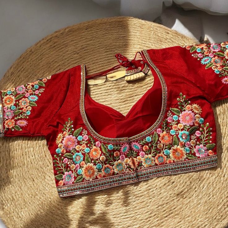 Embroidery Flower Blouse 40-44 Ready size 40 and can be extended upto 44 Red Long Sleeve Blouse With Resham Embroidery, Fitted Red Blouse Piece With Floral Embroidery, Red Long Sleeve Blouse With Intricate Embroidery, Festive Red Blouse With Floral Embroidery, Red Embroidered Tops For Wedding, Spring Wedding Blouse Piece With Floral Embroidery, Spring Wedding Blouse With Floral Embroidery, Festive Red Embroidered Top With Floral Embroidery, Red Embroidered Blouse For Wedding