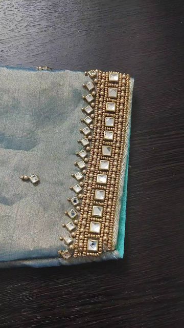 Butta Work Blouse Designs, Beeds Work Aari Design Simple, Nami Hairstyles, Simple Stone Work Blouse, Simple Stone Work Blouse Designs, Blouse Work Designs Simple, Stone Work Blouse Designs, Blouse Hand Work, Stone Work Blouse