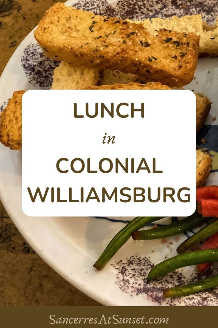 lunch in colonial williamsburg is served on a white plate