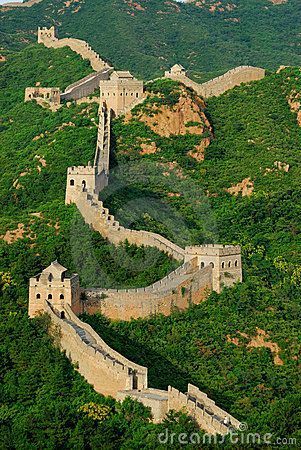 an aerial view of the great wall of china