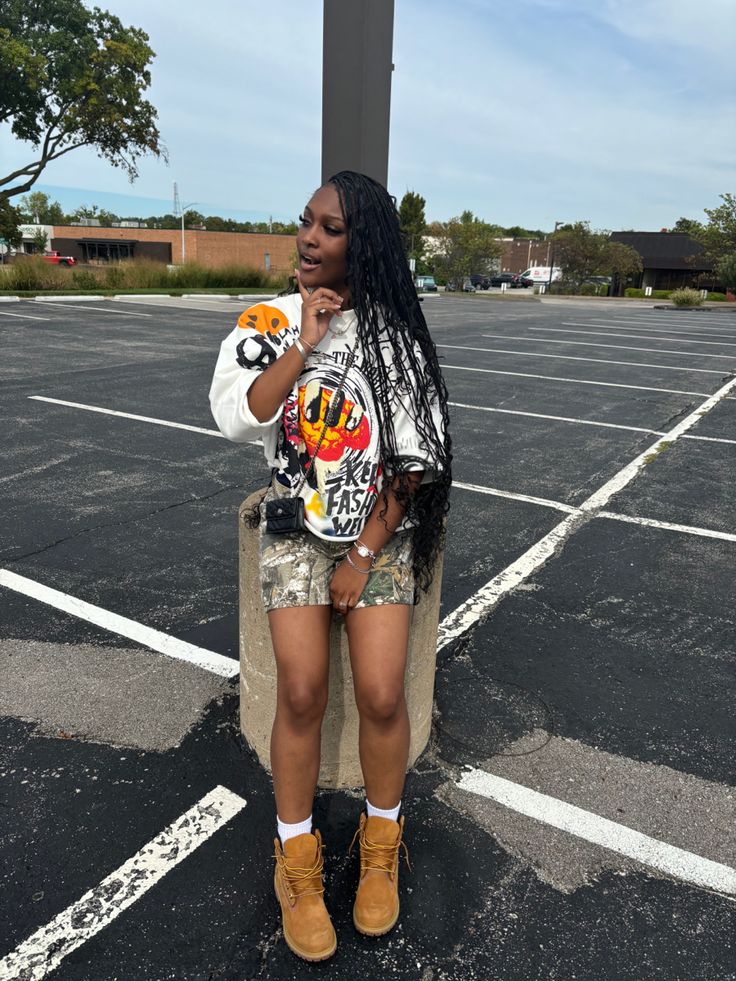 Girly Maximalist Outfits, Grambling State University Outfits, Fair Outfit Inspo Pics, Decorated Timberlands, Overall Streetwear, Homecoming College Outfits Hbcu Women, Florida Classic Weekend Outfits, Baddie Football Game Outfit, Marni Shirt Outfit