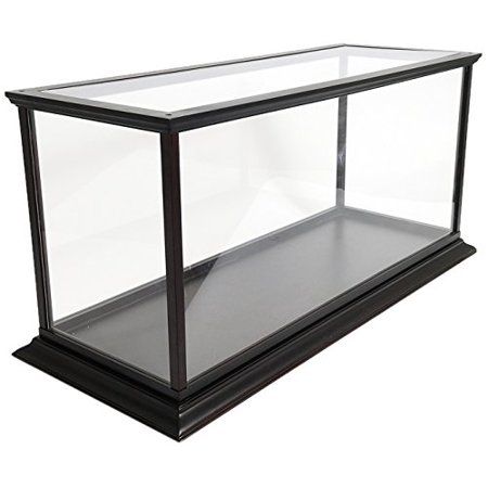 an empty glass case on a white background with no people around it or in the photo