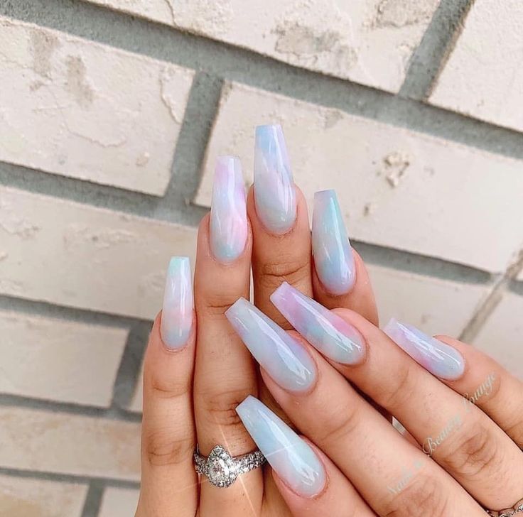 Pastel Blue Marble Nails, Cotton Candy Marble Nails, Marble Pastel Nails, Multi Colored Marble Nails, Pastel Marble Nails, Marble Acrylic Nails, Nails Marble, Cotton Candy Nails, Vday Nails