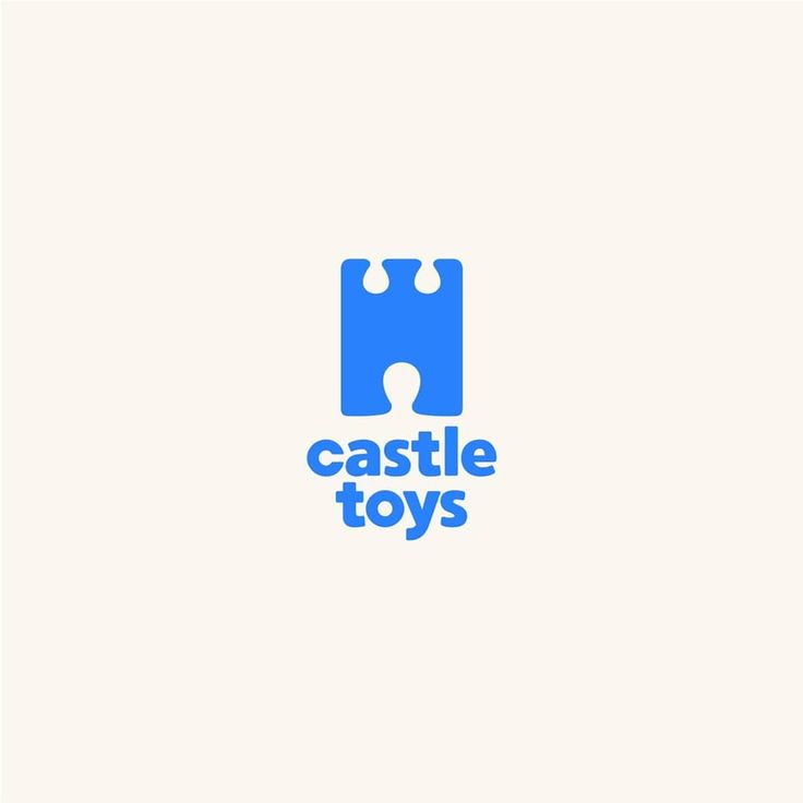 the logo for castle toys is blue and has an image of a puzzle piece on it