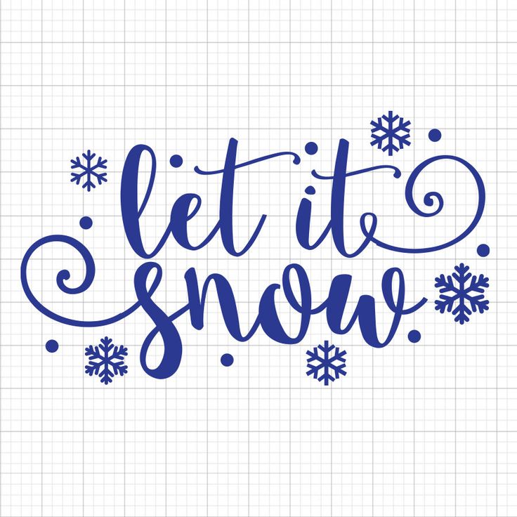 the lettering let it snow is drawn in blue ink with snowflakes around it