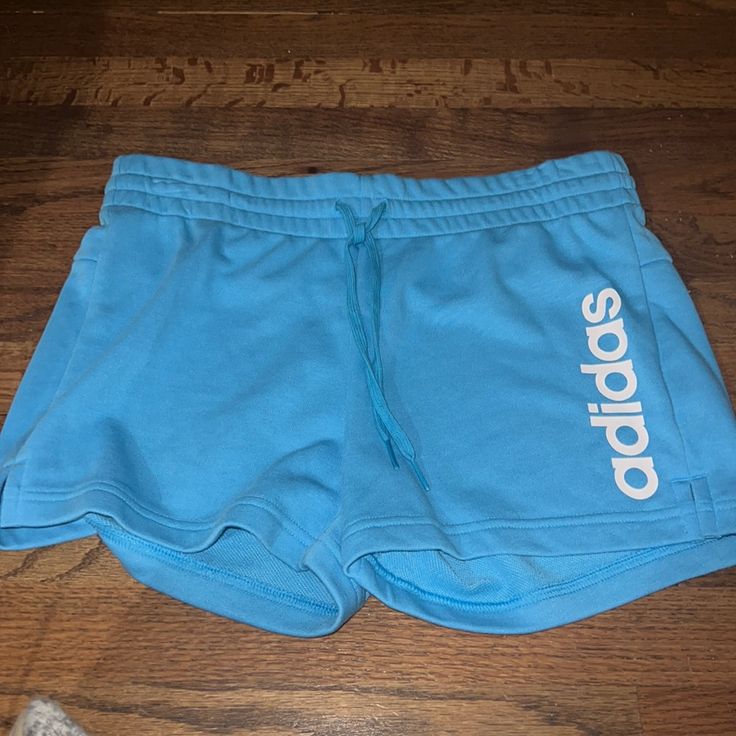 Brand: Adidas Color: Baby Blue Size: Small New With Tags. 53% Cotton And 36% Polyester. Cheap Adidas Shorts, Closet Outfits Ideas, Traveling Clothes, Closet Outfits, Color Celeste, Flag Football, Gym Clothing, Adidas Shorts, Dr Closet