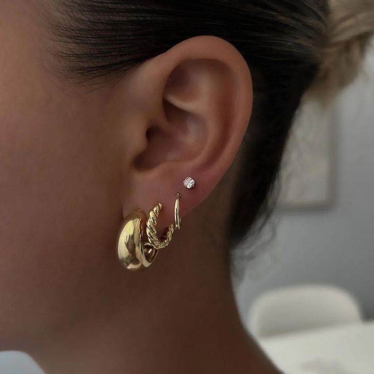 Ear Piercings Hailey Bieber, Hailey Bieber Ear Piercings, Classic Gold Small Hoop Piercings, Classic Small Hoop Gold Piercings, Gold Small Hoop Classic Piercings, Elegant Small Hoop Piercings, Tarnish Resistant, Internally Threaded Round Piercings, Selena Gomez Ear Piercings, Dainty Small Hoop Piercings Tarnish Resistant