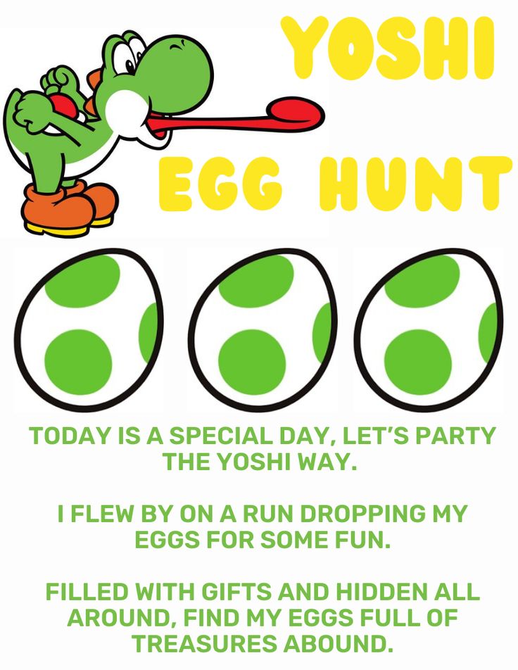 the yoshi egg hunt poster is shown