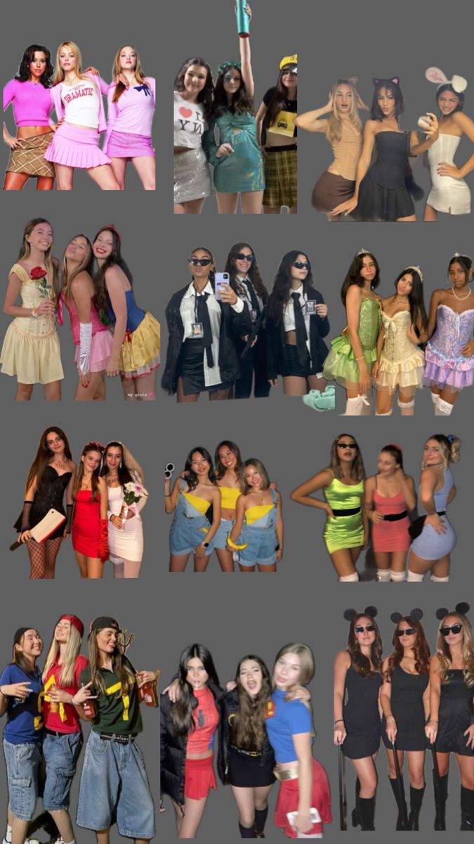 many different pictures of women in various outfits