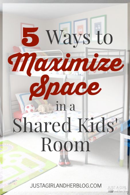 a bunk bed with the words 5 ways to minimize space in shared kids'room