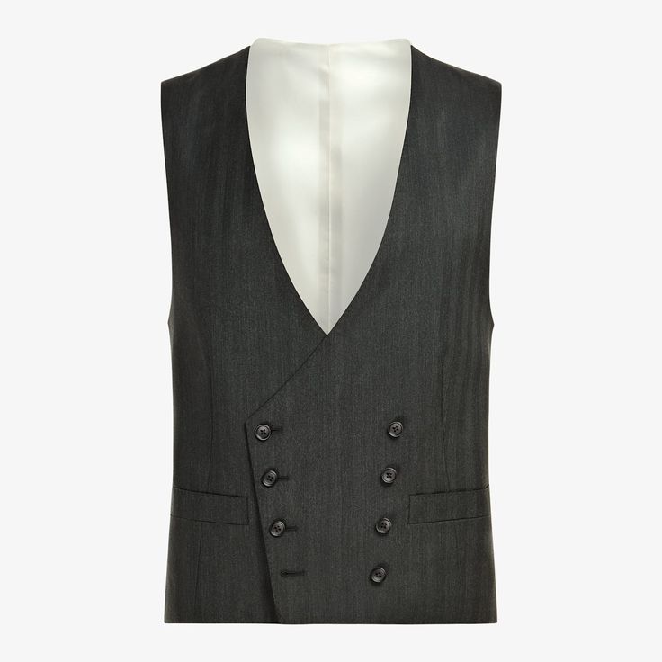 This refined double-breasted waistcoat is tailored slim with an 8-on-2 closure from pure wool. Elegant Wool Vest For Office, Elegant Slim Fit Vest For Spring, Formal Fitted Three-piece Suit With Double-breasted Fastening, Fitted Three-piece Suit With Double-breasted Fastening For Formal Occasions, Fitted Double-breasted Three-piece Suit, Modern Fitted Double-breasted Blazer, Luxury Fitted Double-breasted Three-piece Suit, Winter Semi-formal Slim Fit Vest, Double-breasted Three-piece Suit For Winter Business