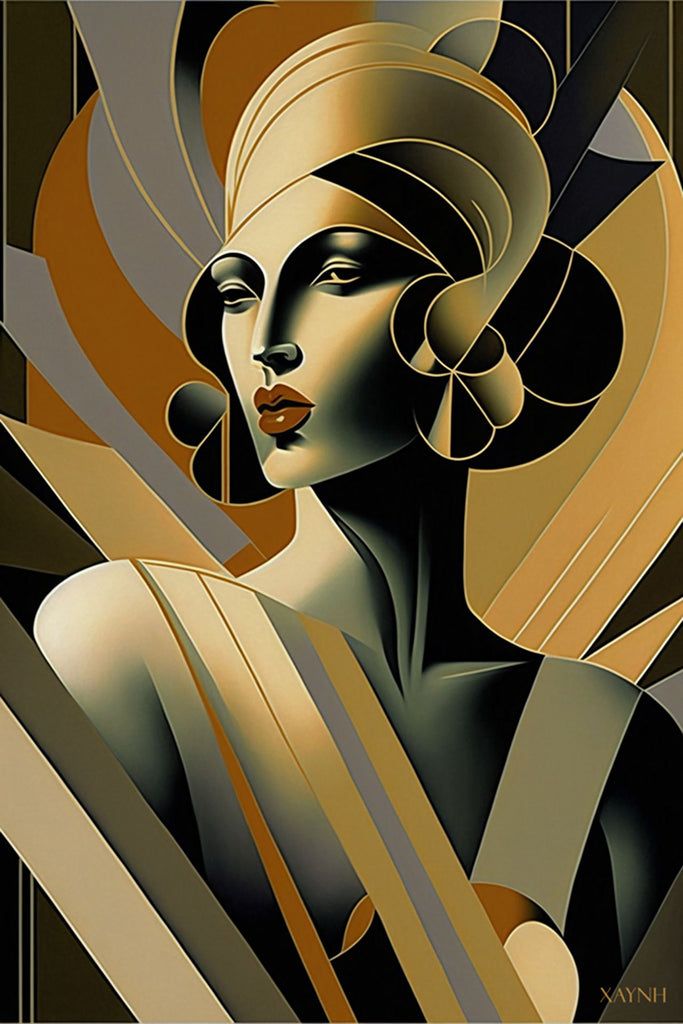 a painting of a woman wearing a turban and holding a large pair of scissors