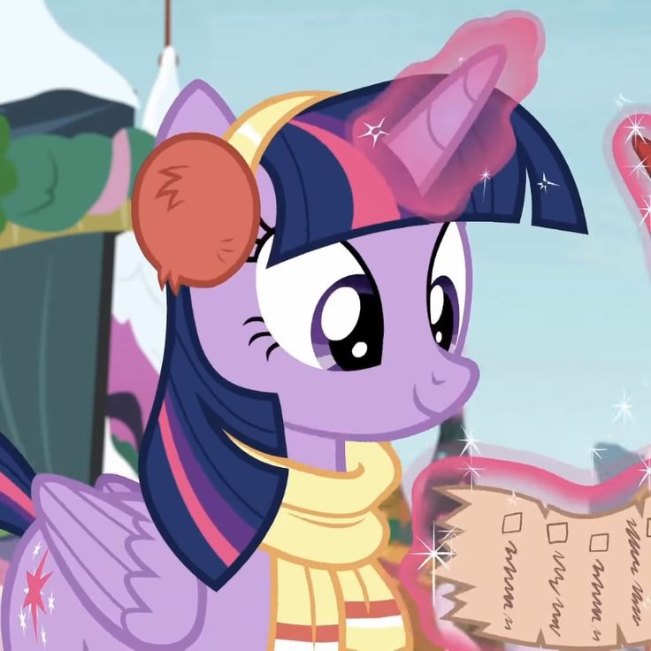 the pinkie pony is standing in front of a sign