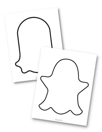 two white paper cut outs with black outlines on them, one has a face and the other has a head