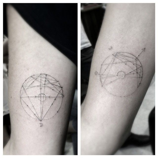 two tattoos that are on the legs of someone's leg and one has a diamond tattoo