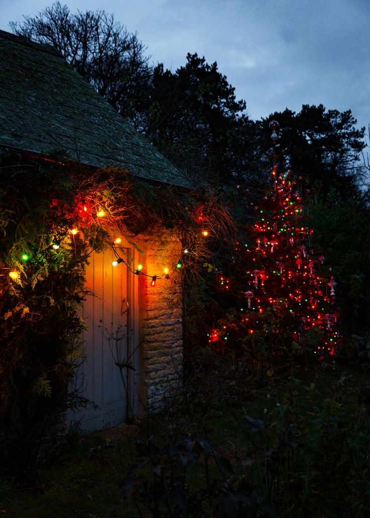 a house with christmas lights on the outside