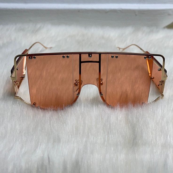 Brand New  Oversize Shield Sunglasses  Orange Lenses/Gold Frame Men | Women | Unisex  One Size UV 400 Protection Gucci Cat Eye Sunglasses, Quay Sunglasses, Coach Sunglasses, Tortoise Shell Sunglasses, Tom Ford Sunglasses, Tortoise Sunglasses, Shield Sunglasses, Rectangle Sunglasses, Gold Sunglasses